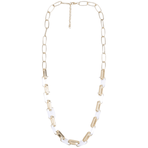 Acrylic & Gold Long Link Chain Necklace