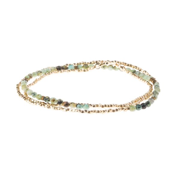 African Turquoise - Stone Of Transformation - Delicate Wrap Bracelet / Necklace