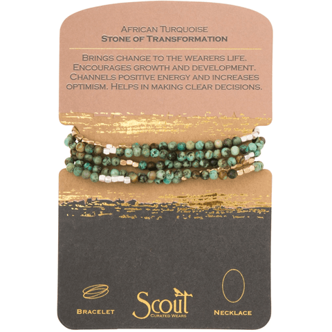 African Turquoise - Stone Of Transformation - Wrap Bracelet / Necklace
