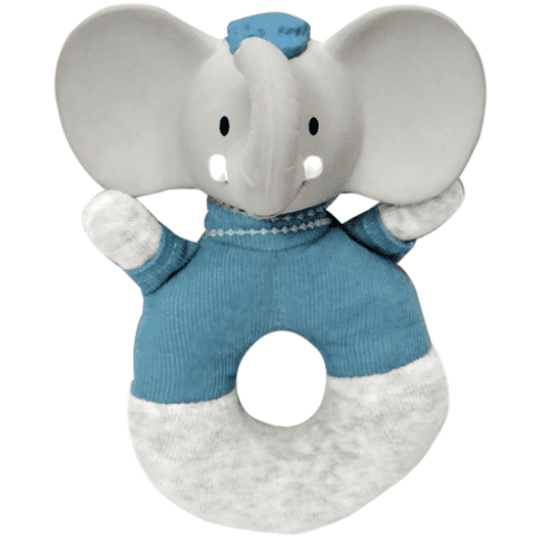 Alvin The Elephant - Soft Rattle With Organic Natural Rubber Head