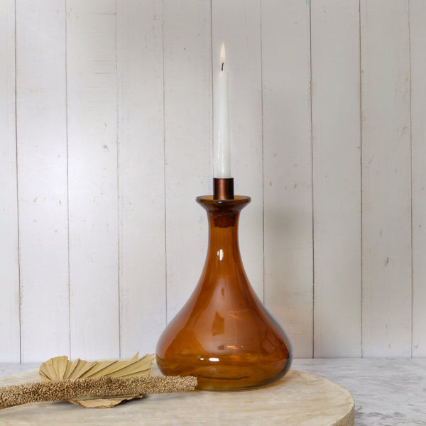Amber Glass Candleholder