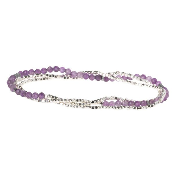 Amethyst - Stone Of Protection - Delicate Wrap Bracelet / Necklace