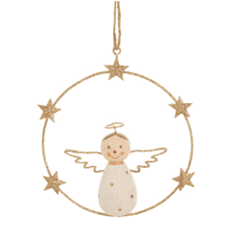 Angel In Wire Hoop Ornament