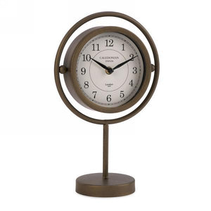Antique Style Metal Table Clock On Foot