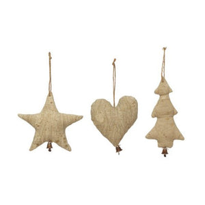 Antiqued Canvas Ornament With Bell