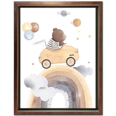 Bear Rainbow - Framed Printed Canvas