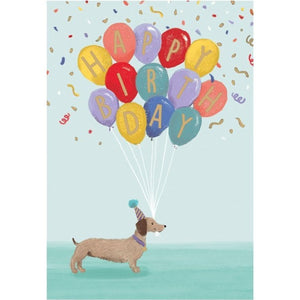 Birthday Dog With Balloons - Greeting Card - Birthday