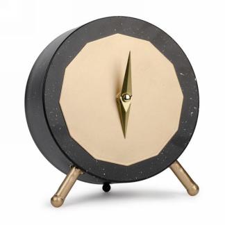 Black & Gold Table Clock On Foot