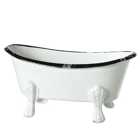 Black & White Enamel Mini Bathtub Soap Dish