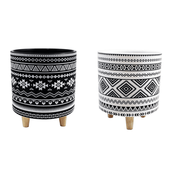 Black & White Planter With Legs