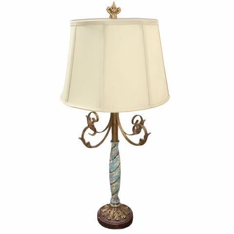 Blue & Antiqued Gold Lamp