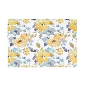 Blue Floral Cork Backed Placemats - Set Of 4