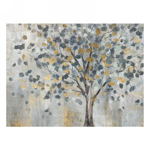 Blue & Gold Tree - Printed Canvas