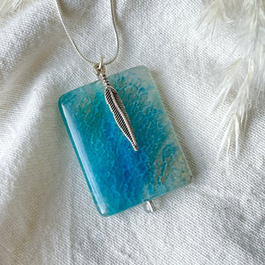 Blue Stone Feather Necklace
