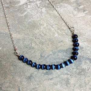 Blue Tigers Eye Bead Necklace