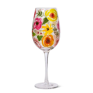 Bold Floral Wine Glass