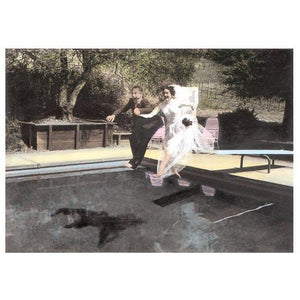 Bride and Groom Leaping in Pool - Greeting Card - Wedding