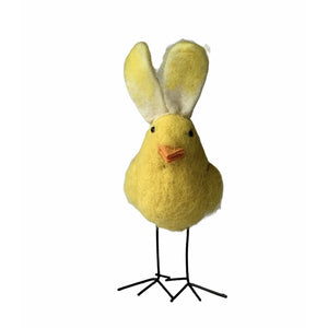 Bright Yellow Felt Chick with Bunny Ears