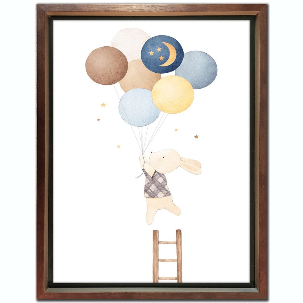 Bunny Balloons - Framed Printed Canvas