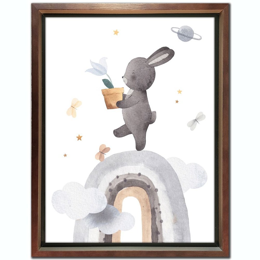 Bunny Rainbow - Framed Printed Canvas