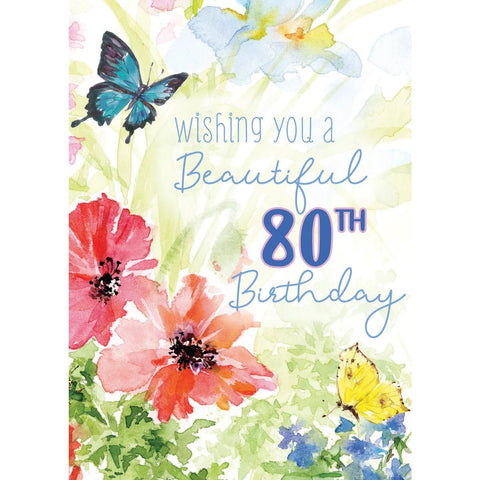 Butterfly 80th - Greeting Card - Birthday