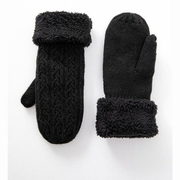 Cable Knit Fleece Lined Mittens