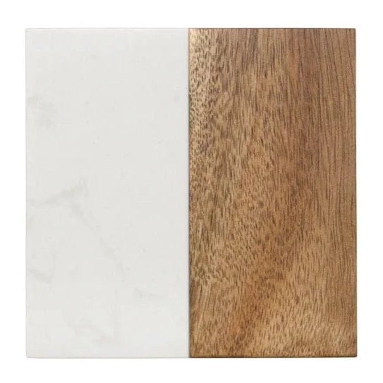 Cassie Marble Acacia Coaster - Set Of 4