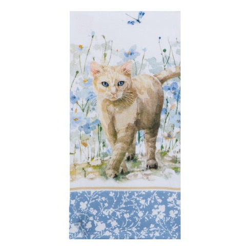 Cat In Meadow Tea Towel