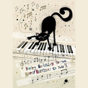 Cat On Piano - Greeting Card - Birthday