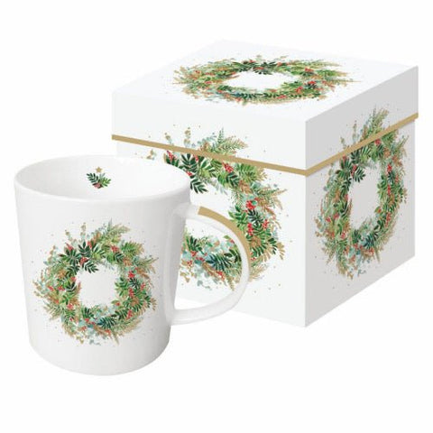Christmas Hill Wreath Mug With Gift Box