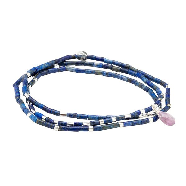 Clarity - Lapis, Amethyst & Silver - Teardrop Stone Wrap Bracelet / Necklace
