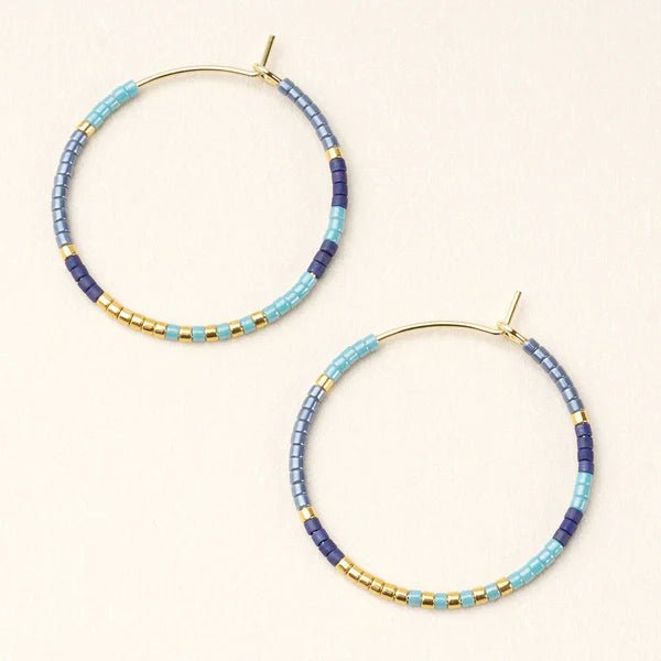 Cobalt Multi & Gold - Chromacolor Miyuki Small Hoop Earring
