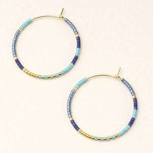Cobalt Multi & Gold - Chromacolor Miyuki Small Hoop Earring