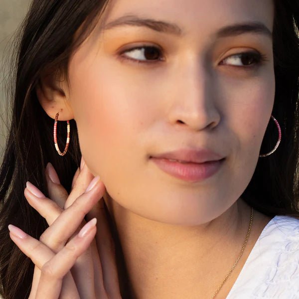 Cobalt Multi & Gold - Chromacolor Miyuki Small Hoop Earring