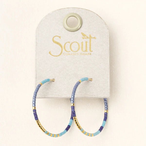 Cobalt Multi & Gold - Chromacolor Miyuki Small Hoop Earring