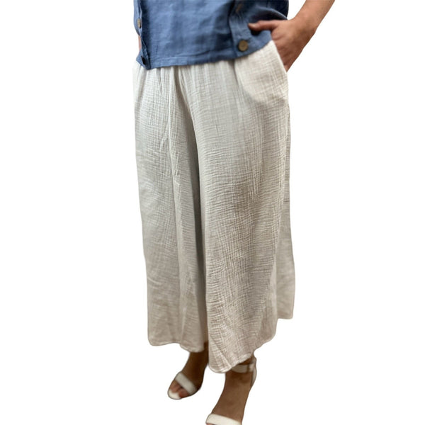 Cordelia Crinkled Cotton Wide Leg Pant