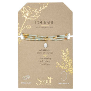 Courage - Amazonite, Howlite & Gold - Teardrop Stone Wrap Bracelet / Necklace