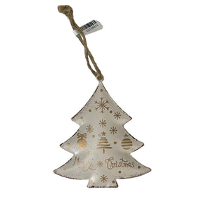 Cream & Gold Snowflake Pattern Tree Ornament
