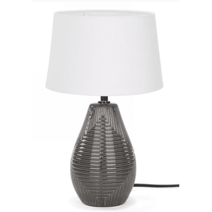 Dark Grey Table Lamp With White Shade