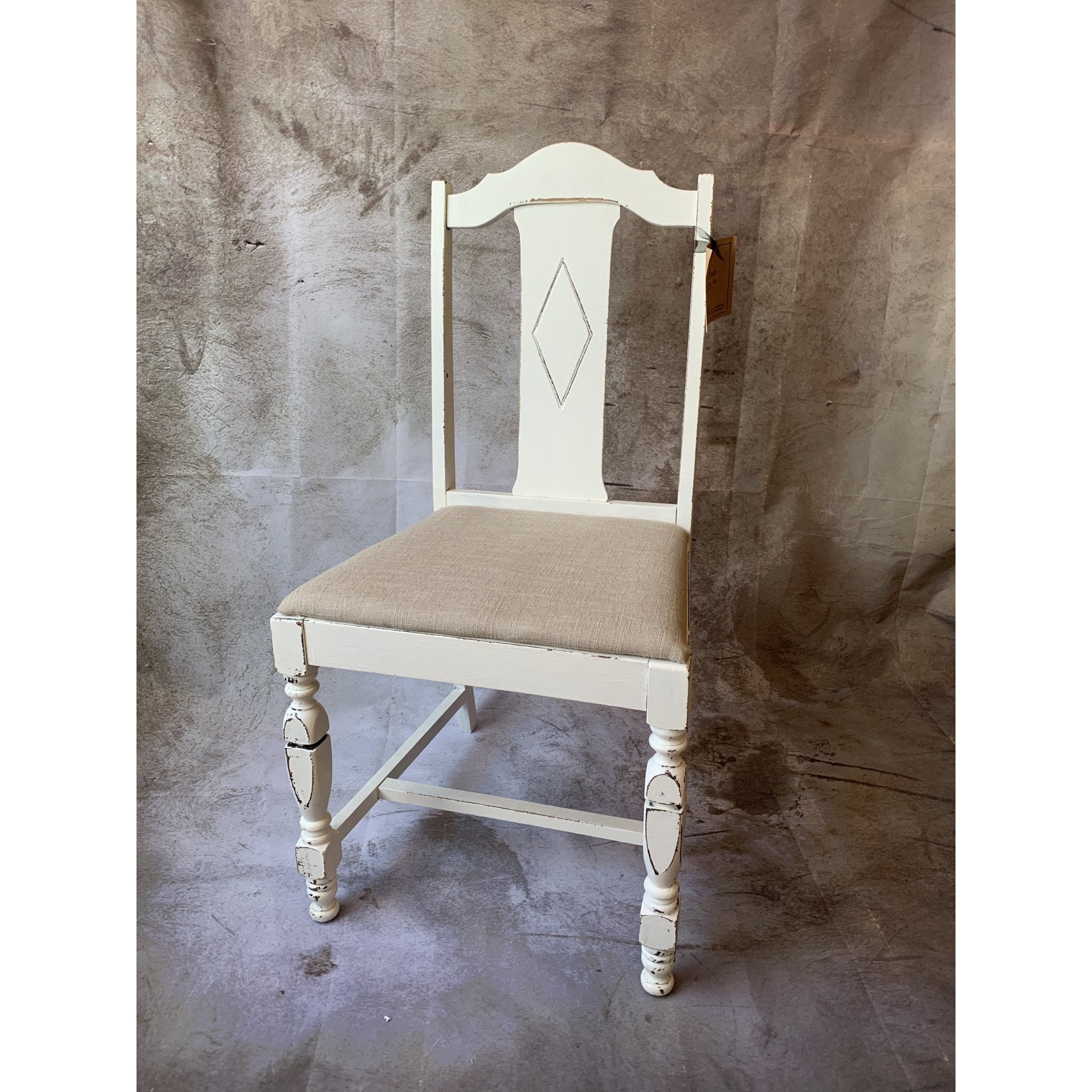 Diamond Back Chair with Linen Seat
