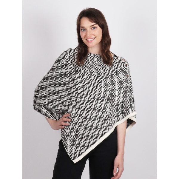 Diamond Print Shawl With Buttons