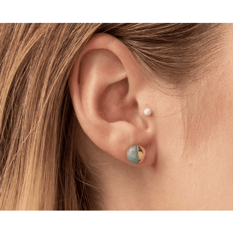 Dipped Stone Stud Earrings - Labradorite & Gold