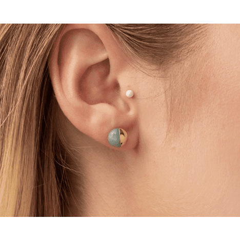Dipped Stone Stud Earrings - Rose Quartz & Gold