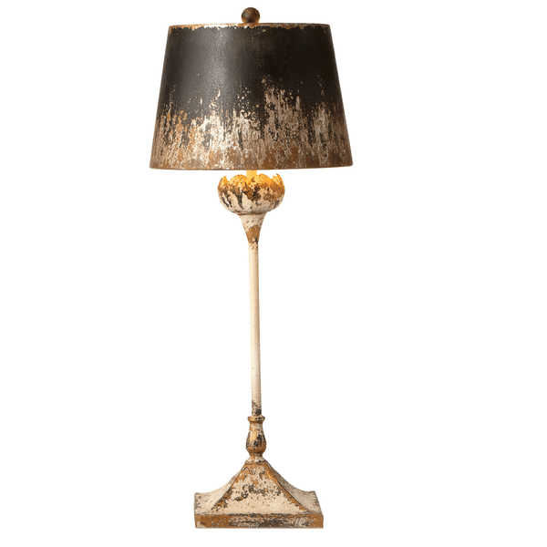 Distressed Ivory & Black Buffet Lamp