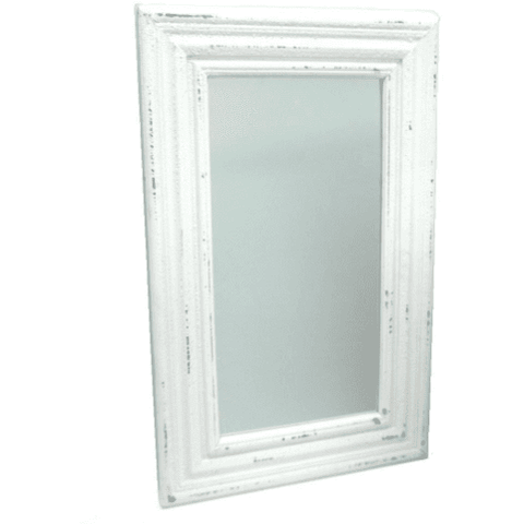 Distressed White Border Wall Mirror