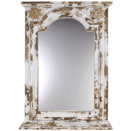 Distressed White Wall Mirror With Arch