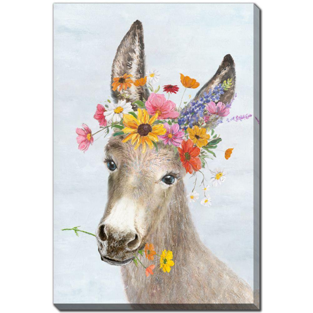Donkey With Flowers - Printed Canvas