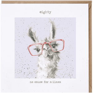 Eighty No Cause for A'llama - Greeting Card - Birthday