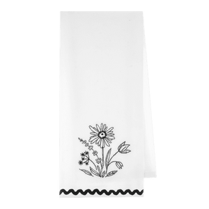 Embroidered Floral Tea Towel