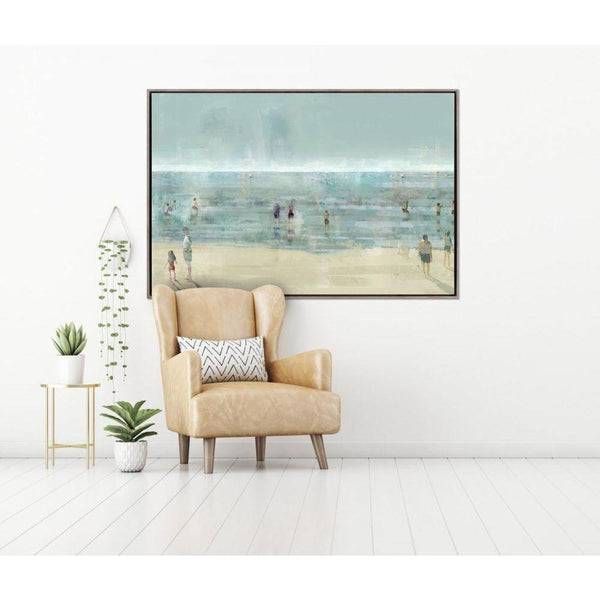 Emerald Beach - Hand Embellished Canvas In Floating Frame